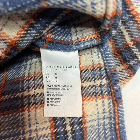 American Eagle Flannel Jacket Mens Shacket Grunge Skater Med 90s Y2K Outdoor - Picture 8 of 11